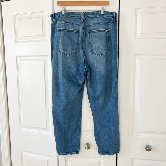 Good American Good Curve Straight Jeans Blue High Rise Raw Hem Size 18 EUC - Picture 7 of 7